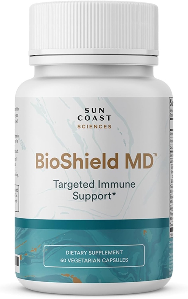 SUN COAST ZNANOSTI BioShield MD iz Premium Immuniteta Podpora z vitaminom C, vitaminom D, cink, za fokus, jasnost, sklepov Zdrava in mišice okrevanje (60 kapsul)