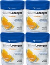Silver Lozenges z vitaminom C - Premium Nano Silver 60 PPM koloidno srebro, organski med in vitamin C Mineralna dopolnila kapljice za podporo imunskega sistema, Soothe kašelj in grlo - pakiranje 4