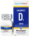 Superior Source Otroški vitamin D3 400 i.e. - Zobje, kosti in imunski dodatek za otroke - Non-GMO - 100 mikrolingualnih razrešljivih tablet