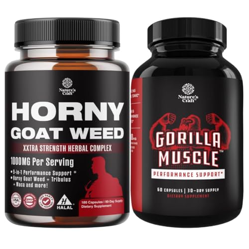 Bundele Horny Kozja trava s črnim korenom Maca, Tongkat Ali, Saw Palmetto & Panax Ginseng ekstrakt za Stamina & Energija in ekstra moč Testosteron Booster - mišice širitve dodatek za moške