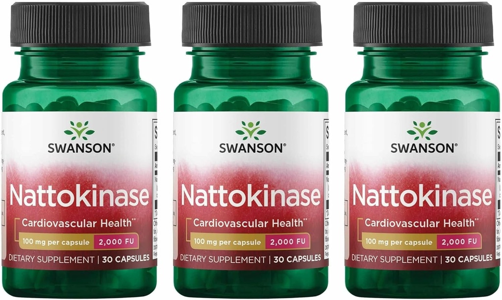 Swanson Nattokinase 2000 fibrinolitičnih enot 100 miligramov 30 kapsul encim (3 pakiranja)