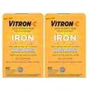 Železo Vitron-C dodatek, enkrat na dan, visoka moč železa plus vitamin C, podpora proizvodnjo rdečih krvnih celic, barve brez tablet, 60 število, 2 paket