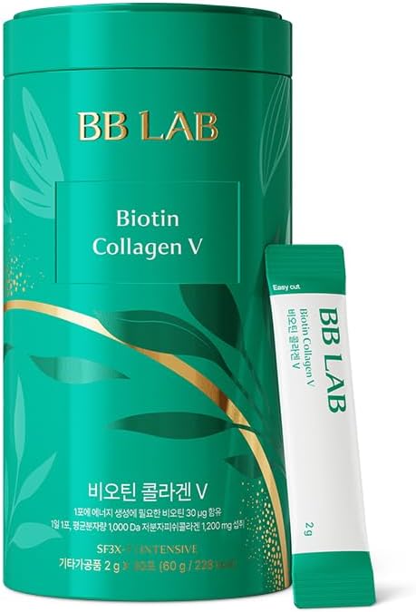BB LAB Powder Collagen, SF3X-7 Intenzivna serija, izdelana v Koreji, 30 palic (Biotin Collagen V), Zelena