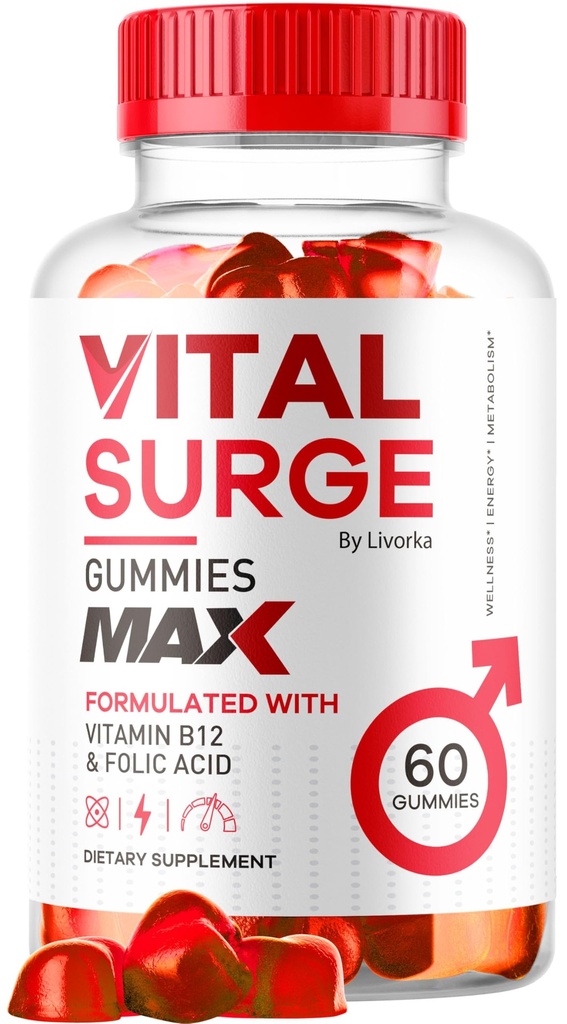 Vital Surge - Vital Surge za moške Gumies, Vital Vita Surge Max Največja moč 1050 MG, VitalSurge Dopolnilna podpora Gummy Advanced Formula, Premium Vitamin Gomitas (60 Gumies)