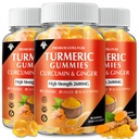 Kurkumin Gummies (3 paketi) - Kurkumin dopolnila z ingver & črni poper Gummies za podporo imunske mišice zdravo kožo - Vegan, Gluten prost, nizko sladkor - za odrasle