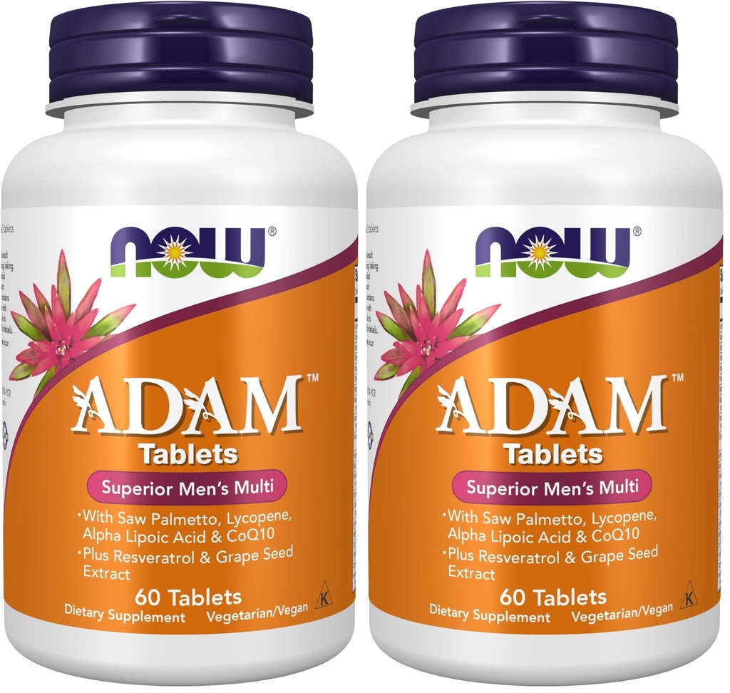 Zdaj dopolnila, ADAMTM moški multivitaminski z žago Palmetto, likopen, alfa lipojska kislina in CoQ10, Plus naravni Resveratrol in grozdni semenski ekstrakt, 60 tablet (Pack po 2)