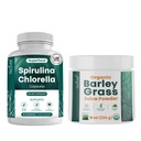 Teaveli Spirulina in Klorella kapsule in orgaični ječmenov sok v prahu