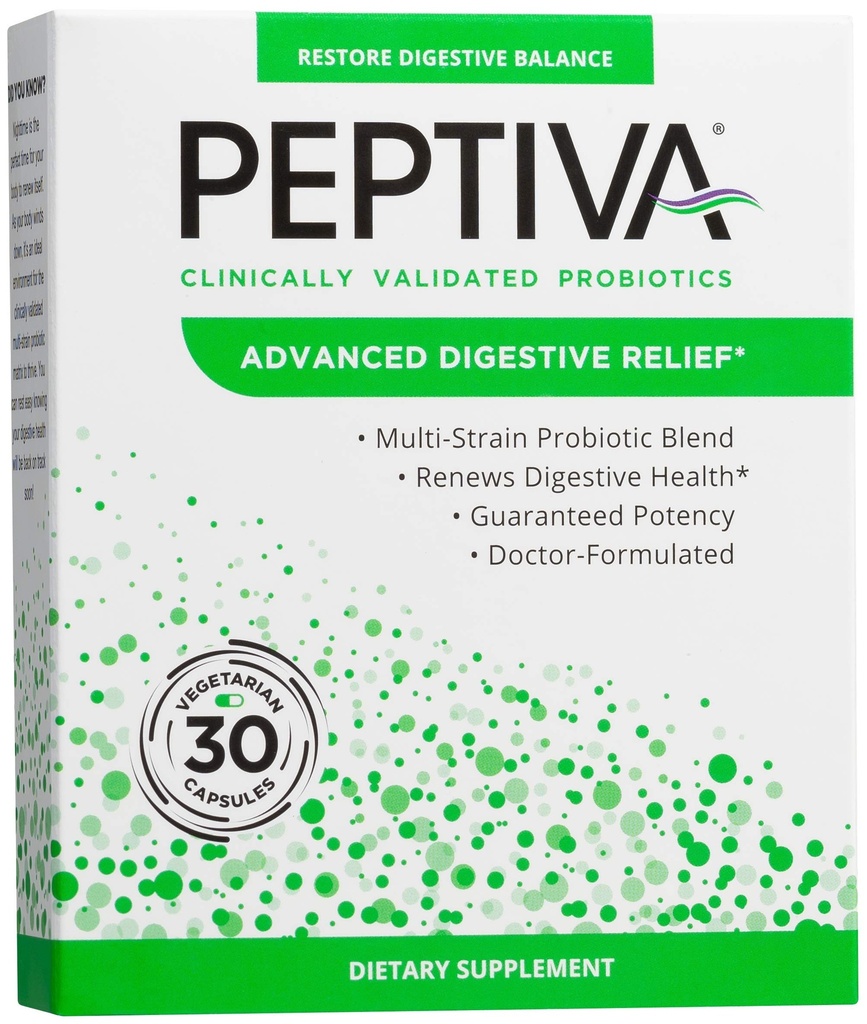 Peptiva Advanced 50 milijard CFU probiotik - Prebavni Relief - klinično potrjen, Premium probiotik, 30ct