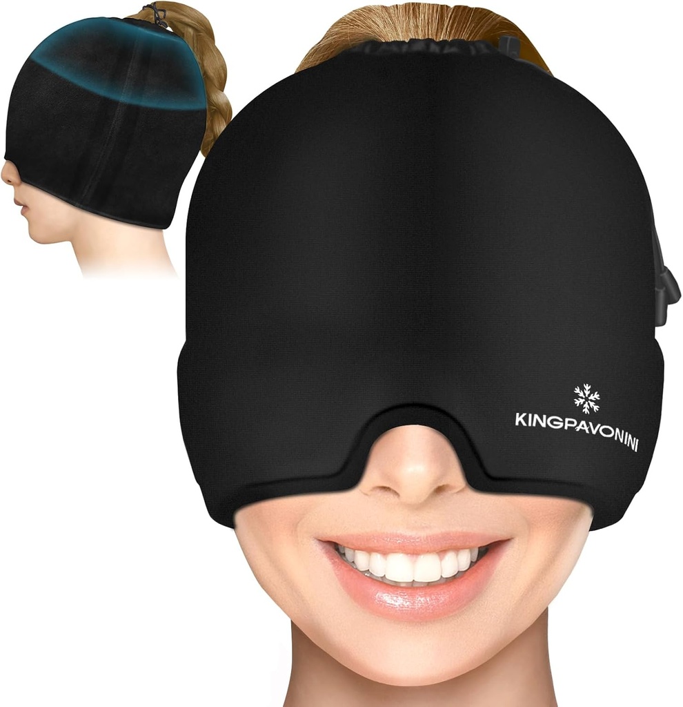 Gel Ice Migrena Glavobol Relief Cap, Nastavljiv glavobol Kap Migrena z Drawstring Fits Vse glave, Hladna kompresija Migrena Relief Cap for Tension, Stres, Sinus, Puffy oči, Vroče / Cold Therapy