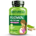 NATURELO Postnatal Multivitamin - Supplement for Breastfeeding Women - Plant-Based Vitamin D, Folate, Gentle Iron - for Nursing Mother, Baby - Post Natal Lactation Support 180 Capsules
