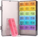 Tedenske tablete Organizator 7 dan 3 krat, Prenosne tablete Organizator, BPA brez tablete primera, Travel Daily Pill Box Opomnik, Zdravila Organizator za vitamine, Dodatki (Rainbow)
