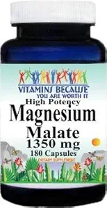 Velika moč Magnezijev malat 1350 mg 180 Kapsule Prehranska dopolnila Servacijska velikost 3 kapsule
