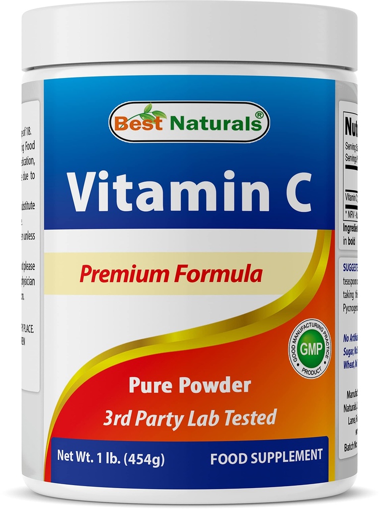 Best Naturals 100% Pure Vitamin C Powder 1 lb (454 Gram) Powder (imenovan tudi askorbinska kislina)