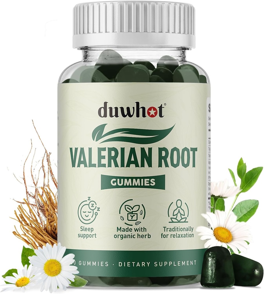 Valerian Root Gummy, Organic Valerian Root za spanje in stres Relief, okrepljen s kamilični cvet za odrasle, otroci-prijateljski, Apple Flavor, 60 grofov
