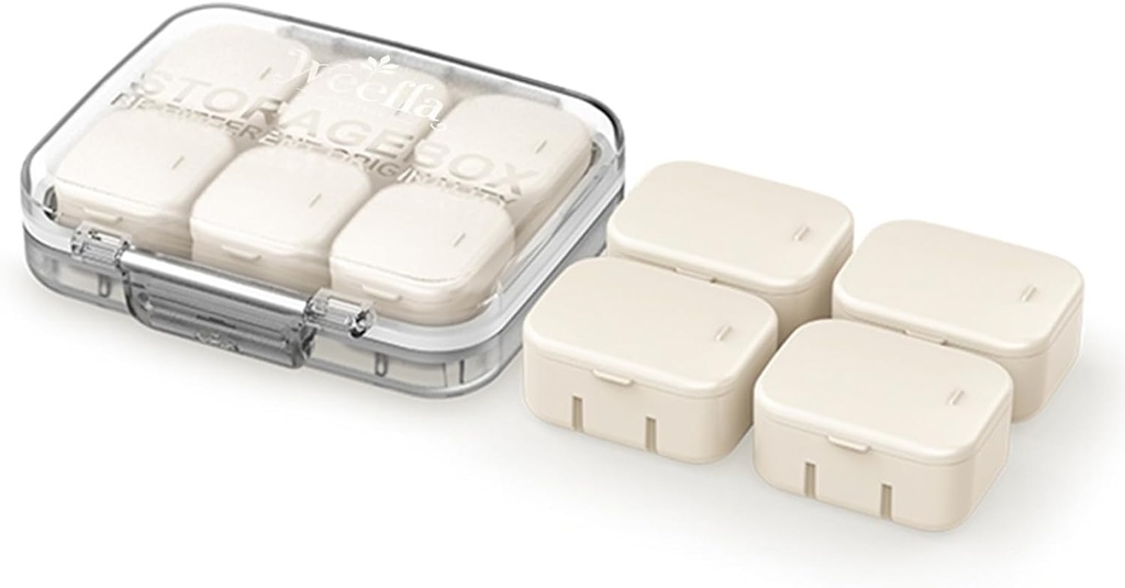 Ultra majhne potovalne tablete Organizator za torbice, 10 Majhne snemljive notranje škatle, Nepropustno Vitamin Case imetnik z barvnimi nalepkami, Kompaktna & Prenosni Cute Medicine Container za dodatek (AP)