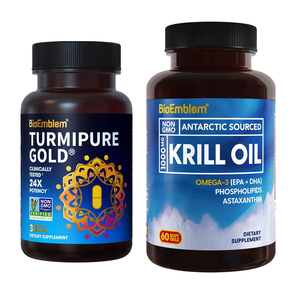 BioEmblem Antarktika Krill Oil dopolnilo kurkumin s klinično študiral TurmiPure