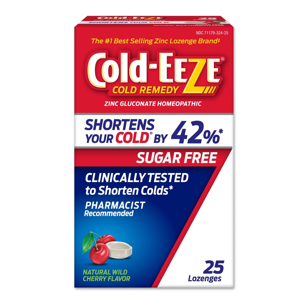 Hladno-EEZE Sugar-free, naravni divji češnjev cink Lozenges, homeopatsko hladno Remedy, skrajša skupno hladno, boleče grlo, kašelj, prebavne motnje in post nos Drip, 25 Ct
