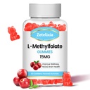 L-metilfolat 15 mg & metil B12 Gumiji, Folat dopolnilo za zdravje možganov, Mood & Imuniteta, sinteza DNK in popravila, sladkor brez, Vegan, Cranberry Flavor, 60 Število