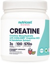 Nutricost Kreatin monohidrat v prahu za ženske, mikroniziran, jagodna limonada, 100 serviranja - vegetarijanski, ne-GMO, Gluten brezplačno