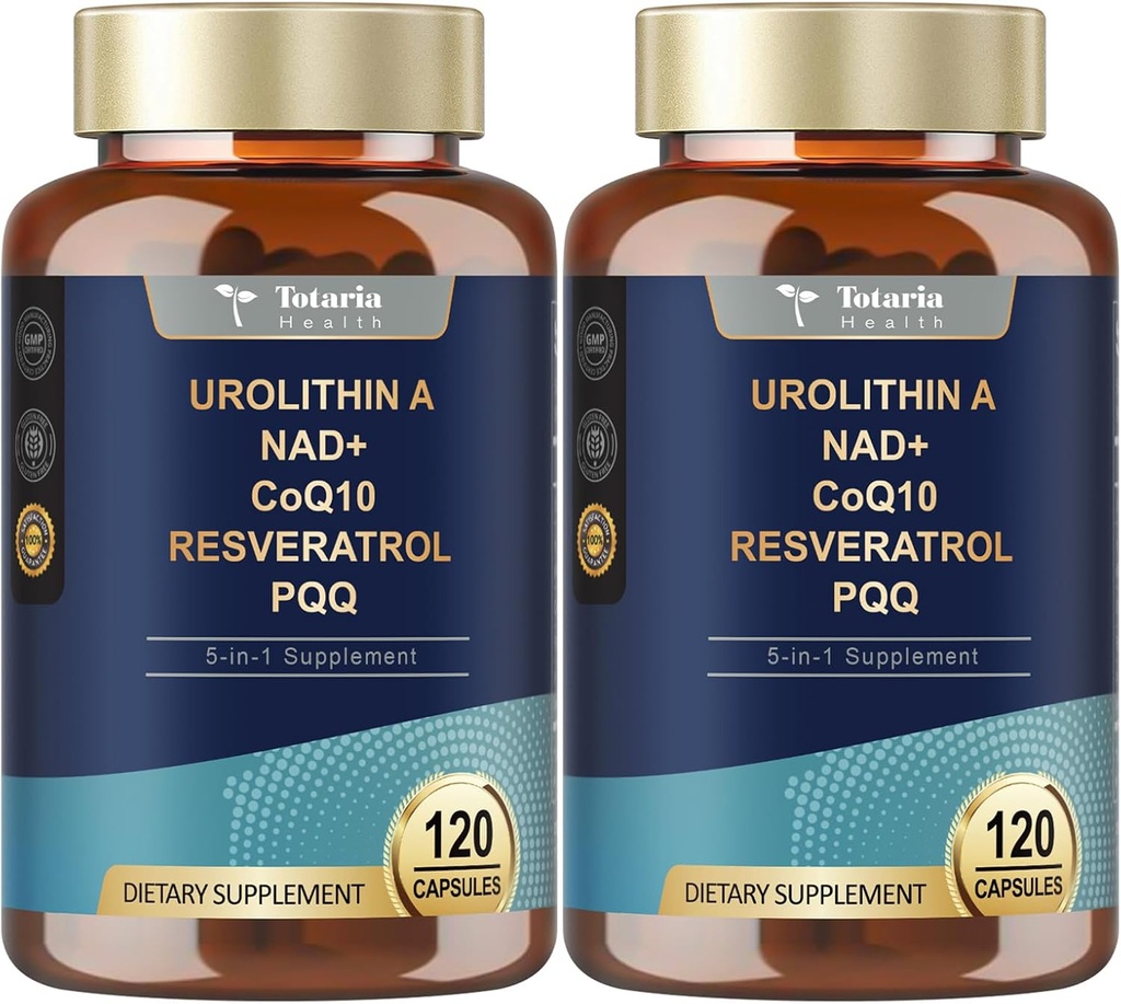Totaria Urolithin Dodatek 1000mg z NAD,CoQ10,Dodatek za ženske 120 Softgels za mišične energije antioksidanti (Pack z 2)