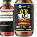 Kapljice vitamina D3 K2 – tekoči vitamini za ženske, moške in najstnice – dodatki za moč kosti – D3 K2 Mt Vitamini za imuno podporo in zdravje srca – Vitamin D3 10000 Iu Tekoče kapljice K2 – 2 oz