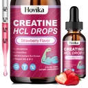 Kreatin HCL tekoče kapljice za moške in ženske, kreatin hidroklorid z L-karnitinom, L-glutamin, BCAA, vitamin B12 in B6 za rast mišic, spodbujanje energije in regeneracije-Vegan, jagodni okus, 2 Fl Oz