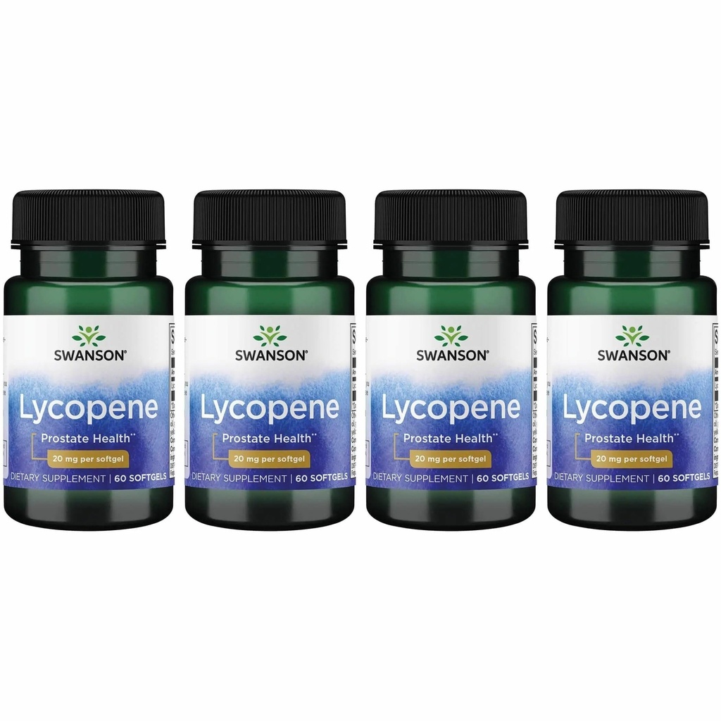 Swanson Lycopene - Naravni dodatek za spodbujanje zdravja prostate, zdravje srca, & podpira krvni tlak v normalnem razponu - Mens Health Supplement - (60 Softgels) 4 Pack