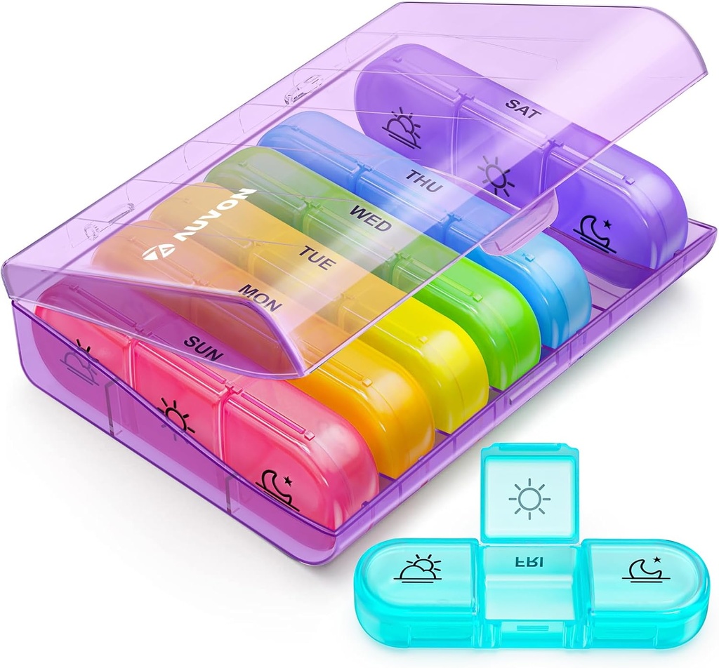 AUVON tedenske tablete Organizator 3 krat na dan, velike 7 dan tablete Box 3 krat na dan z ločenim vsebnikom, Prenosne tablete Primer za zdravila, vitamini, ribje olje in dodatki