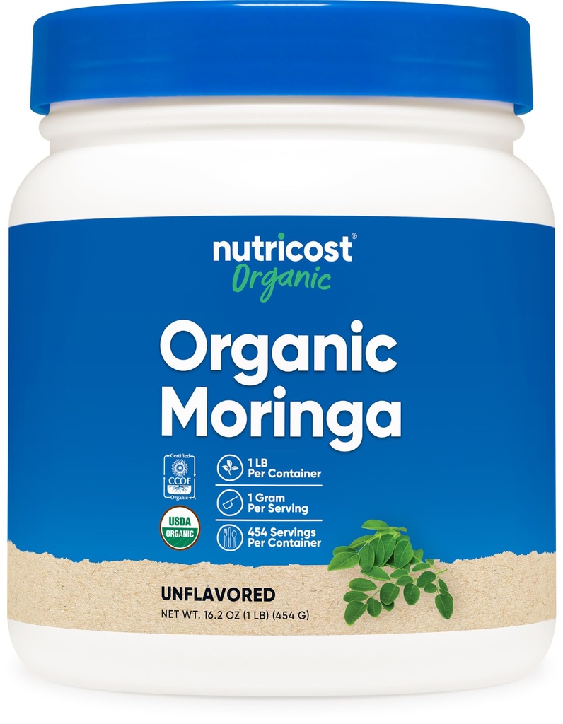Nutricost Organic Moringa prašek 1LB (16oz) - Gluten prost, ne-GMO, vegetarijansko prijazen