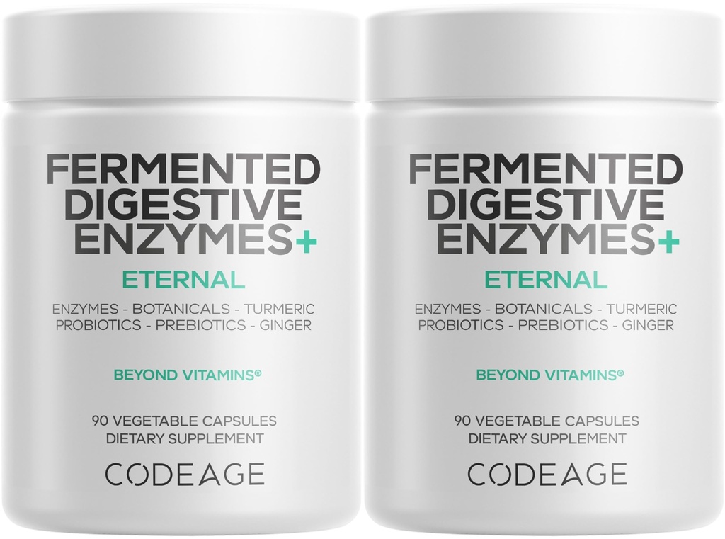 Koda Fermentirani prebavni encimi Dopolnilo 3-mesečni dovod - 14 Prebavni encimi, probiotiki, prebiotiki, fermentirani botaniki, na rastlinah osnovani multi pankreatični encimi - 1 kapsula na dan - 2-pak