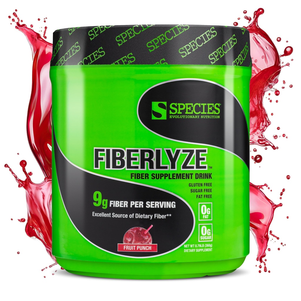 Species Nutrition Fiberlyze Fiber Supplement, Psyllium Based Topen in netopen Fiber Powder za zdravo kolonijo, Prebavne funkcije (Fruit Punch, 30 Servings)