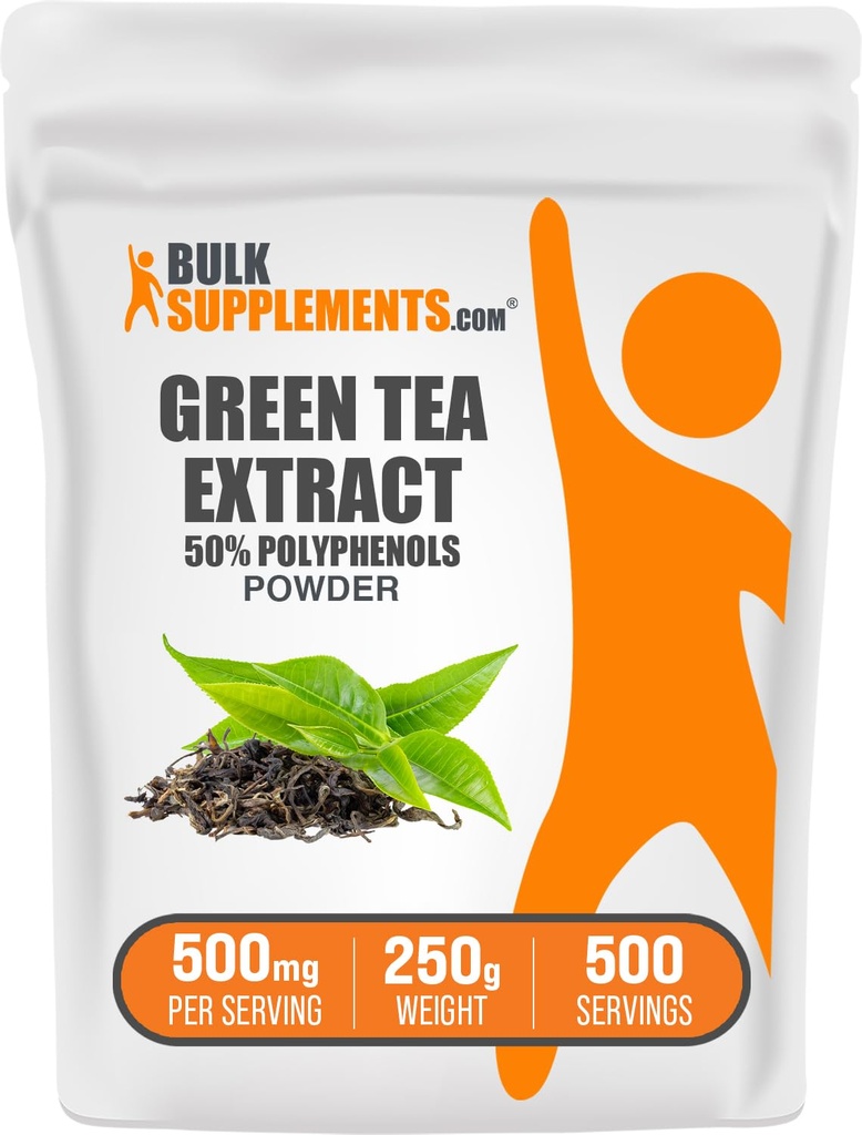 BulkSupplements.comgreen Tea Extract Prašek - 50% polifenoli dodatek, EGCG dodatki - Gluten Free, 500mg na serviranje, 250g (8.8 oz) (Pack of 1)