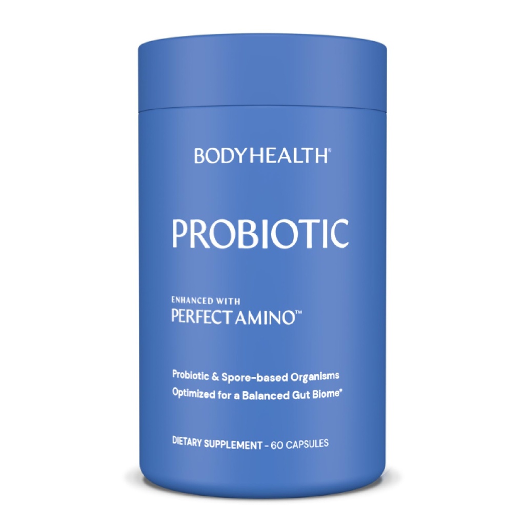 BodyHealth Probiotic Okrepljeno z PerfectAmino za ženske in moške, Spora na osnovi Bifidobacterium, Lactobacillus Salivarius, Lactobacillus Acidofilus - 60 kapsul