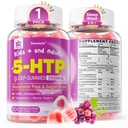5HTP Gumiji za odrasle in otroke 8+, brez melatonina Gumiji z magnezijevim glicinatom, GABA, L-Glicin, Ashwagandha, vitamin B6 za okusne Zzzs, sprostitev možganov in mišic, 0 sladkor 60 Število (Pack of 1)