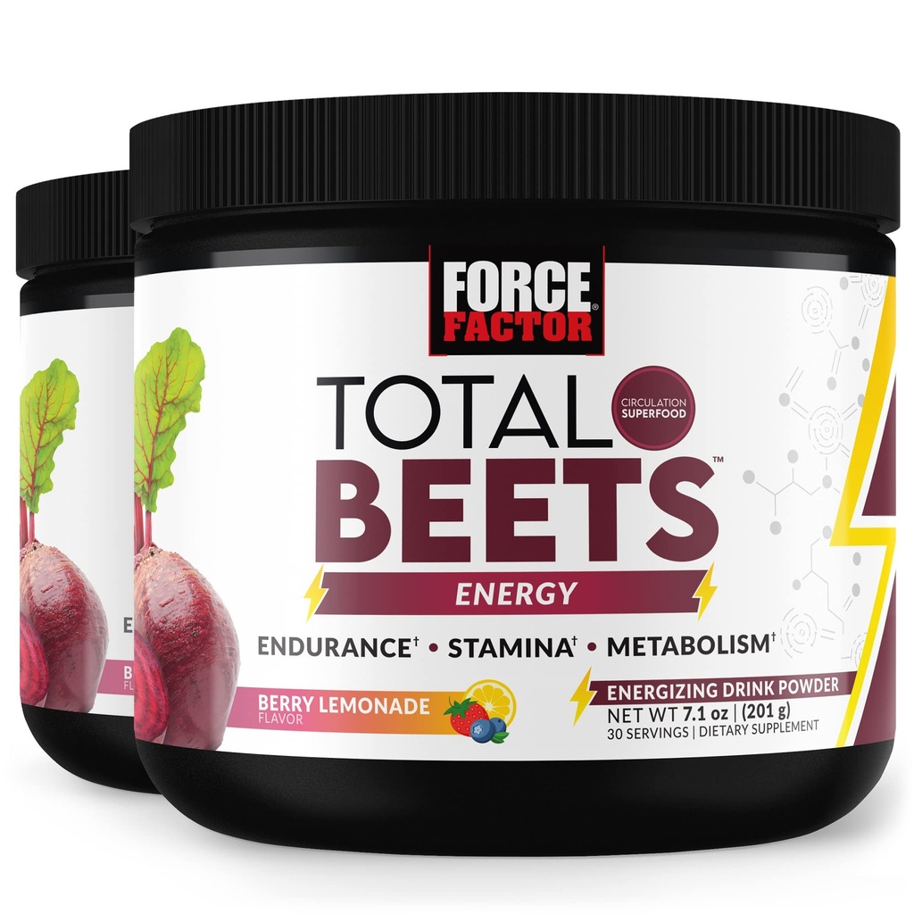 FORCE FACTOR skupni pivski energijski napitek Mešanica 2-pack, Superfood pese korenski prah, Nitrati za povečanje energije, Podpora kroženje, pretok krvi, dušikov oksid in Stamina, Heart Health Supplement, 60 Servis