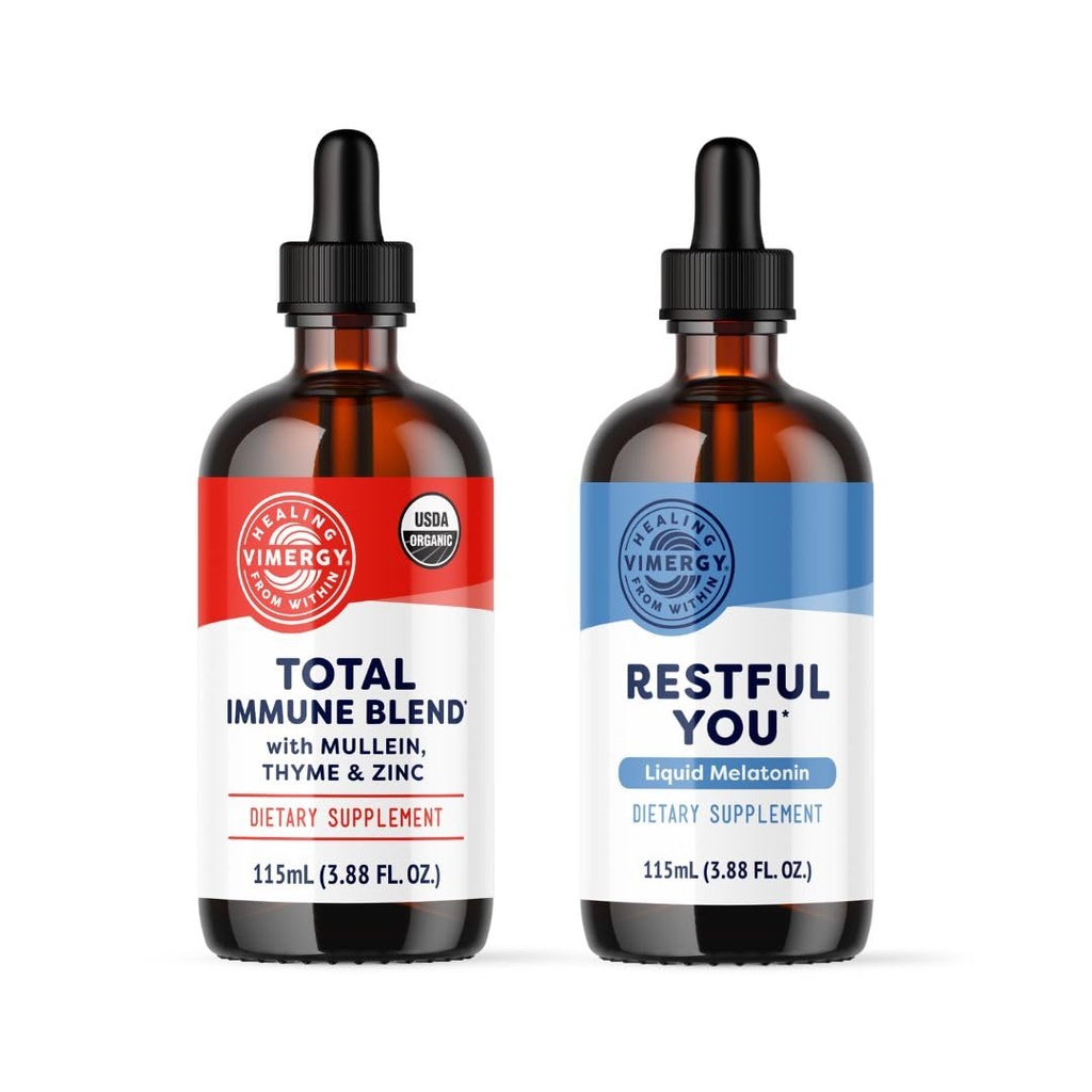 Vimergy nočni Fortifier Kit* - 2500 mcg cink, 5000 mcg melatonin, 130mg izvleček mullein, 70 mg ekstrakt timijana. Popravila, obnavlja in obnavlja imunske celice med spanjem. Vegan, brez glutena, Košir
