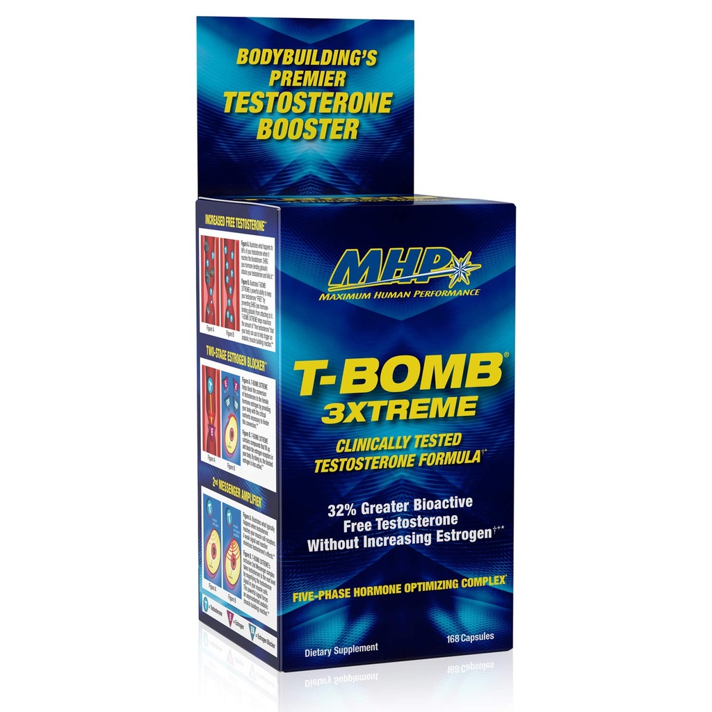 MHP T-Bomb 3xtreme Klinično testiran, Testosteron Booster za moške, povečanje Libido, 168 Število