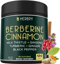 7in1 Premium Berberine in Ceylon Cimet za obvladovanje telesne teže, prebavljanje, zdravje srca in imunske podpore - z ginseng, kurkuma, ingver, Mlečni ovoj in črna paprika - 120 veganskih kapsul