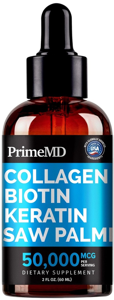 Tekoči kolagen Peptidi za ženske - Serumski kompleks z vitaminom Biotin, hidroliziranimi keratin proteini in žago Palmetto - Celovita formula za lase, kožo in nohtov Wellness - 2fl oz (Pack of 1)