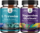 Sveženj proste oblike L Tirozin 500 mg kapsule - visoko moč L-tirozin dopolnilo za mentalno energijo in fokus podporo in Magnezij Glycinate 400mg na služijo za mir in sprostitev