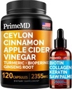 4-v-1 tekoči biotin kolagen keratin žaga Palmetto kapljice (2 fl oz - 1 pakiranje) & 5-v-1 cimetov cimet w Kurmer & ginseng koren (120ct) strdek - lasje, koža, nohti, & Imunska podpora