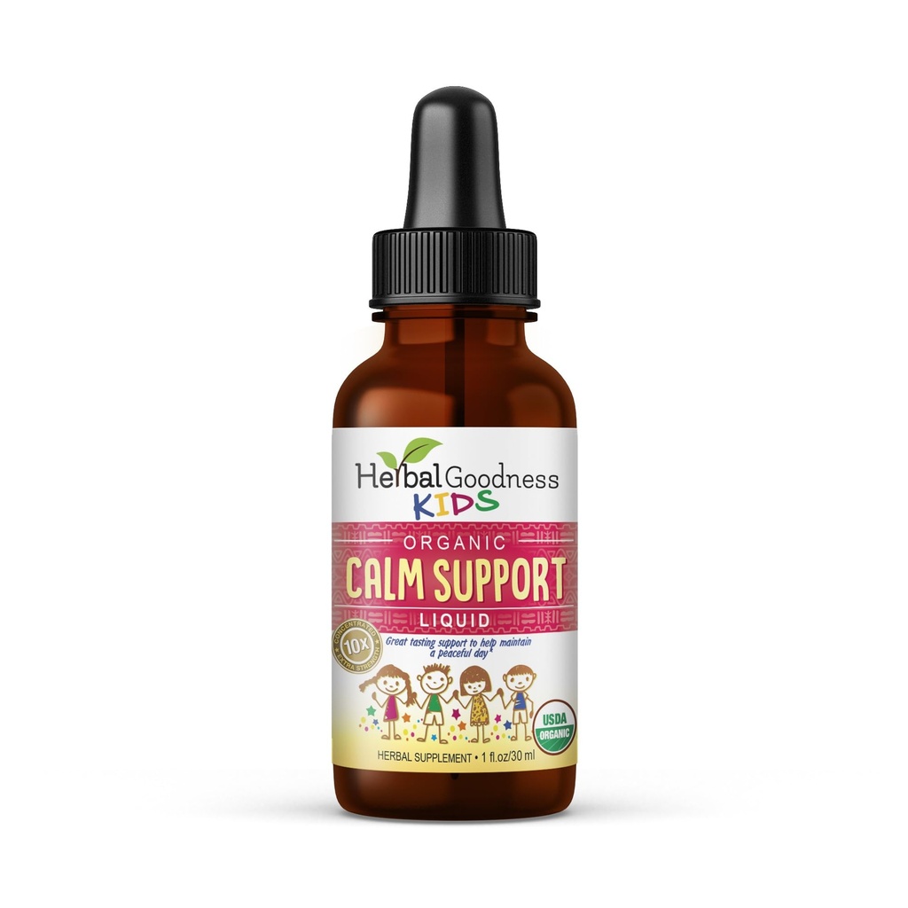 Otroci Calm Support Tekoči ekstrakt 1oz z magnezijevim glicinatom, magnezijevim citratom, multivitaminom - Magnezij za otroke - 1oz steklenica, 1 enota - Zeliščna dobrota