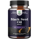 Kapsule s črnim semenskim oljem - Vegan Nigella Sativa Black Cumin Seed Oil Kapsule z Omega 3 6 9 Antioksidanti in timokinon za podporo rasti las