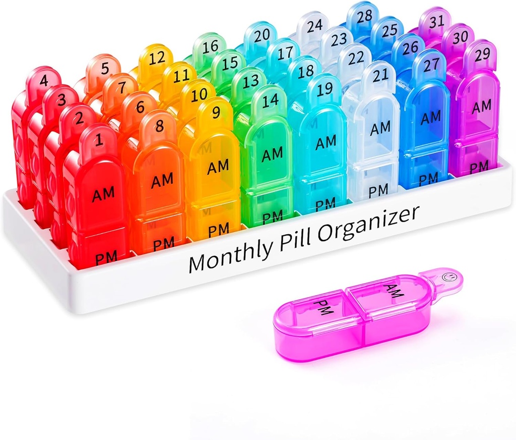 Daviky Mesečni tablete Organizator 2 krat na dan - 30 dan Tablete Box AM PM, BPA brezplačno en mesec Medicine Organizator dvakrat na dan, 31-dan Primer za zadrževanje vitaminov, dodatki in zdravila