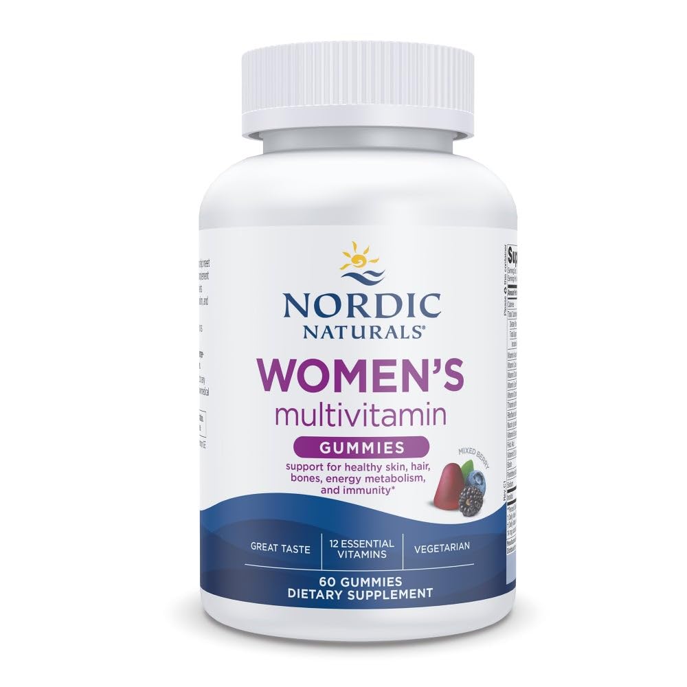 Nordic Naturals Ženske multivitaminske žvečilke, mešane jagode - 60 Gummies - Podpora za zdravo kožo, lase, kosti, energijo in imuniteto - Non-GMO, Vegetarian - 30 Služabnikov