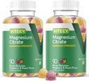 VITEEY Magnezij Gumiji za odrasle - 255mg magnezijevega citrata Gumi za mirno, spanje, živčne in mišične funkcije podpora - Vegan, Gluten prost - 180 Count