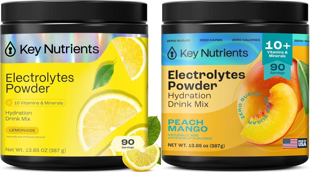 KLJUČNI HRANILCI Elektroliti v prahu Limonada 90 Servis + Peach Mango 90 Servisi