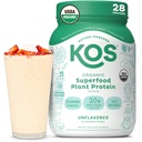 KOS Vegan Beljakovinski prašek, nearomatizirana in nesladkana beljakovinska mešanica z nizko vsebnostjo ogljikovih hidratov, organska superhrana, bogata z vitamini in minerali - Keto, soja, mlečni izdelki - nadomestek obroka za ženske in moške - 28 obrokov