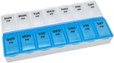 Osnovna nega (7-dan) AM/PM tablete organizator, vitaminski primer, in medicinske škatle, veliki oddelki, 2 krat na dan, modra in čista Lids