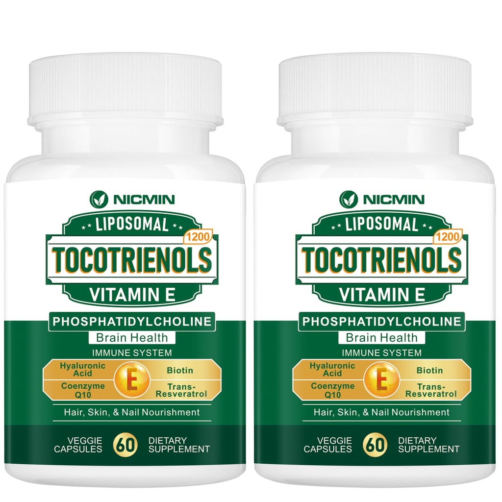 1200MG Vitamin E Tokotrienoli Liposomski Tokotrienoli Dodatek s fosfatidilholinom, 95% delta-tokotrienolov in 5% gama-tokotrienolov, visoka absorpcija za srce, funkcija možganov 120 kapsul